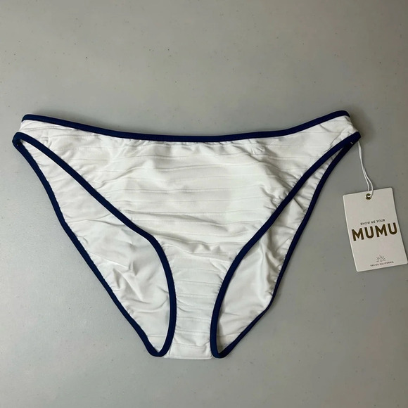 Show Me Your MuMu Monterey Bikini Bottoms Navy White Contrast Trim XL NWT - Picture 1 of 4